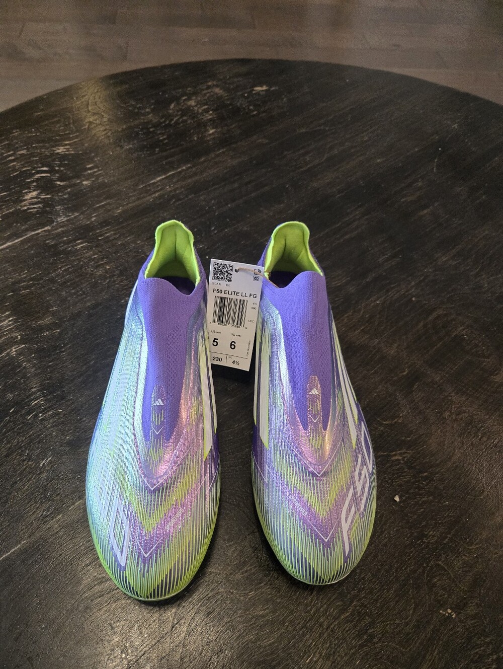 Adidas Unisex F50 Elite Laceless FG, Purple Rush/Lucid Lemon Soccer Cleat.